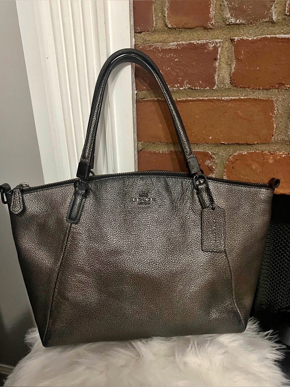 Coach Metallic Pewter Tote - Shimmery Gray